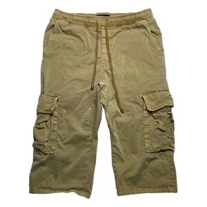 Jnco Jeans Cargo Shorts Men's Large Khaki Drawstring 17" Inseam